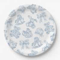 Toile de Jouy Blue Bow Paper Plate