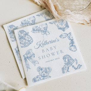 Toile de Jouy Blue Boy Baby Shower Napkins