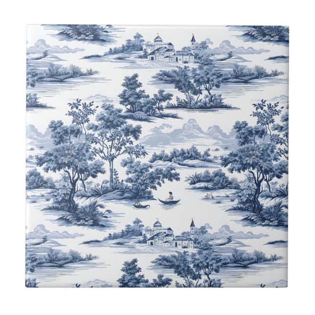 Toile de jouy ,blue china ,porcelain,blue willow  ceramic tile (Front)