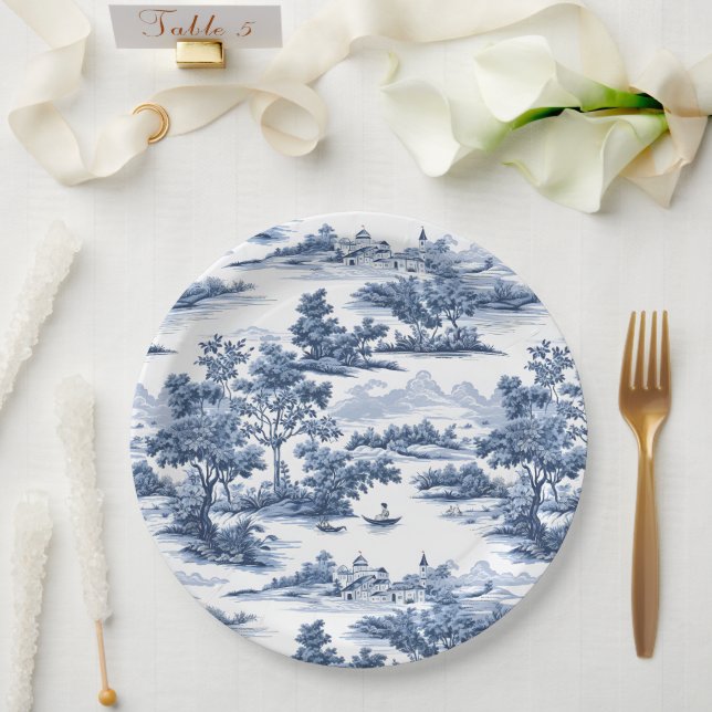 Toile de jouy ,blue china ,porcelain,blue willow  paper plates (Wedding)