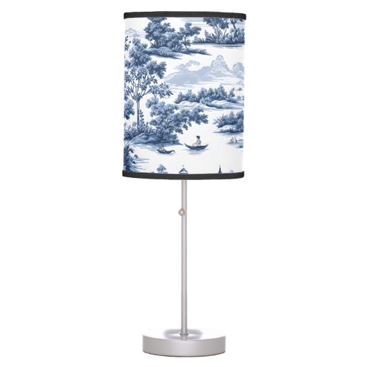 Toile de jouy ,blue china ,porcelain,blue willow  table lamp (Front)