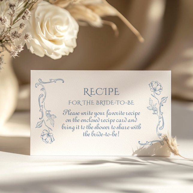 Toile de Jouy Blue Recipe for the bride to be Enclosure Card (Creator Uploaded)