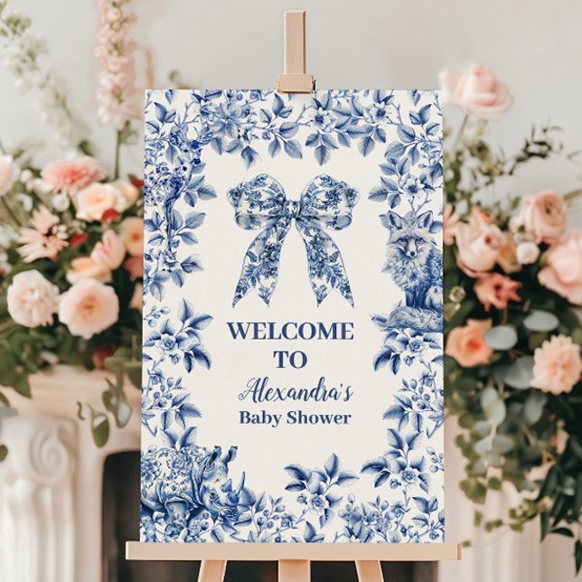 Toile De Jouy Bow Baby Shower Foam Board (Creator Uploaded)