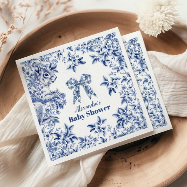 Toile De Jouy Bow Baby Shower Napkins (Creator Uploaded)