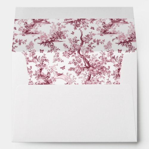 Toile de Jouy Cherry Pink Red Butterfly Garden Envelope
