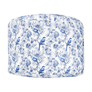 Toile de Jouy,Chinoiserie,Antique,Pattern,French Pouf