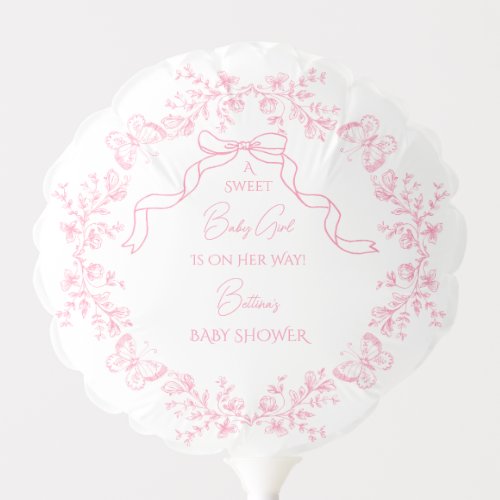 Toile de Jouy Chinoiserie Butterflies Baby Shower Balloon