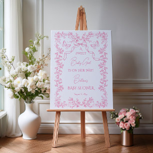 Toile de Jouy Chinoiserie Butterflies Baby Shower  Foam Board