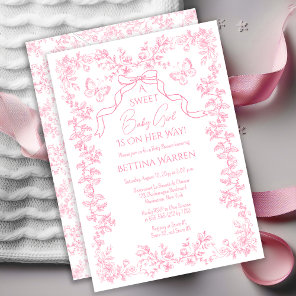 Toile de Jouy Chinoiserie Butterflies Baby Shower Invitation