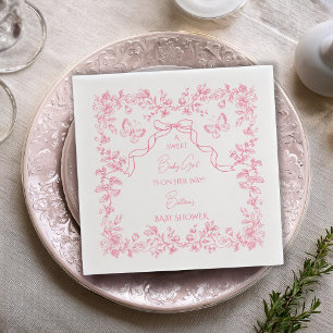 Toile de Jouy Chinoiserie Butterflies Baby Shower  Napkins
