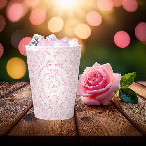 Toile de Jouy Chinoiserie Butterflies Baby Shower Paper Cups
