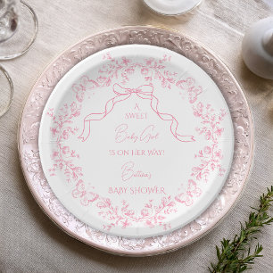 Toile de Jouy Chinoiserie Butterflies Baby Shower Paper Plates