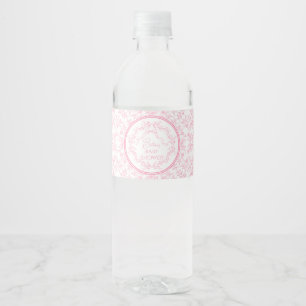 Toile de Jouy Chinoiserie Butterflies Baby Shower Water Bottle Label