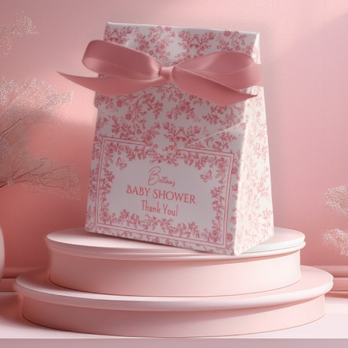 Toile de Jouy Chinoiserie Pink Butterflies Favor Boxes
