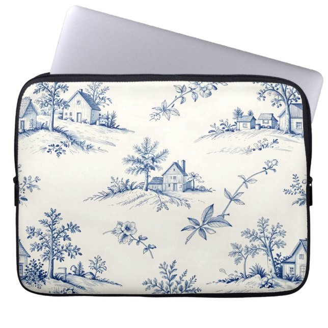 Toile de Jouy Countryside Seamless Pattern Laptop Sleeve (Front)