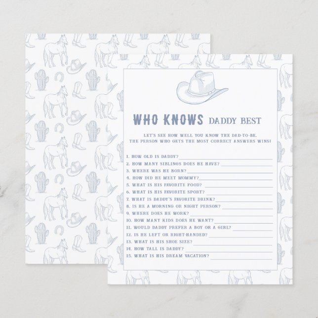 Toile de jouy Cowboy - Who knows Daddy best game (Front/Back)