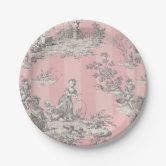 Pink Toile Dinner Paper Plates