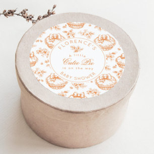 Toile de Jouy Cutie Pie gender neutral thank you Classic Round Sticker