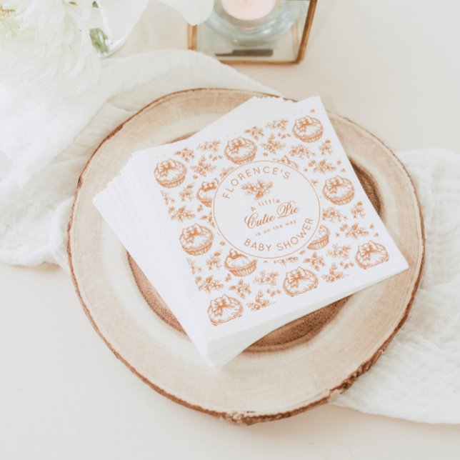 Toile de Jouy Cutie Pie gender neutral thank you Napkins (Creator Uploaded)