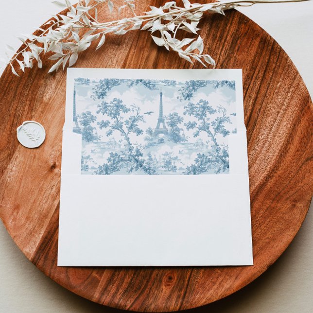 Toile de Jouy Eiffel tower Parisian romantic blue Envelope Liner (Creator Uploaded)
