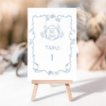 Toile de Jouy elegant vintage frame teddy bear Table Number<br><div class="desc">Toile de Jouy elegant vintage frame teddy bear Table Number
Matching items available.</div>