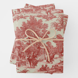 Toile de Jouy Fabric Wrapping Paper Sheets