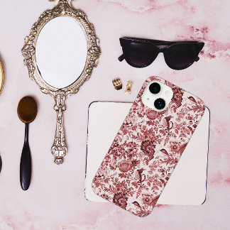 Toile de Jouy Floral Pheasants Red Vintage Case-Mate iPhone 14 Case