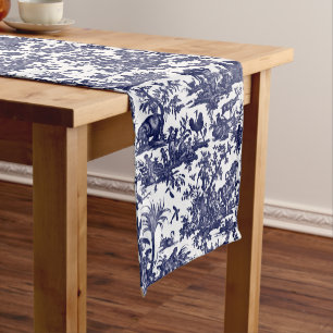 Toile de Jouy Four Parts Of The World blue pattern Short Table Runner