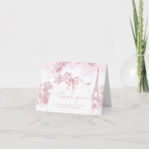 Toile de Jouy French bonjour bebe pink baby shower Thank You Card