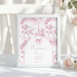 Toile de Jouy French Bow Pink Mimosa bar Poster