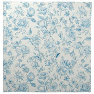 Toile de jouy French Chinoiseries Peonies Floral Cloth Napkin
