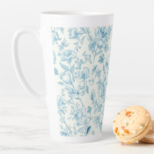 Toile de jouy French Chinoiseries Peonies Floral  Latte Mug