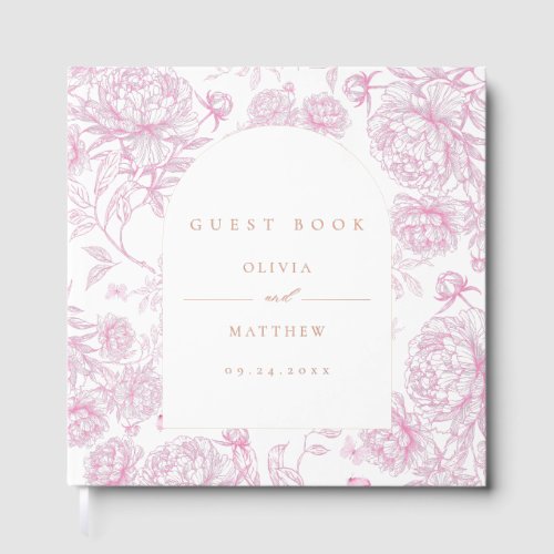 Toile De Jouy French Peony Wedding Foil Guest Book