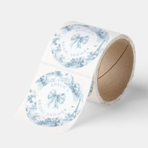 Toile de Jouy French romantic bridal shower Classic Round Sticker