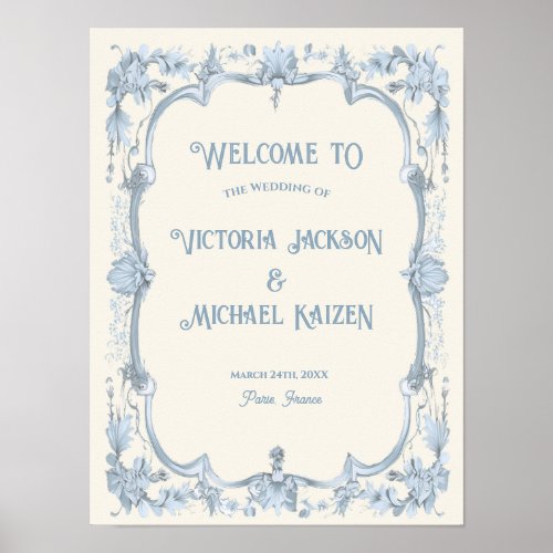 Toile de jouy French Wedding Welcome Sign