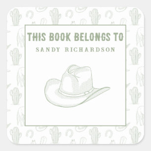 Toile de Jouy Green Cowboy - Bookplate