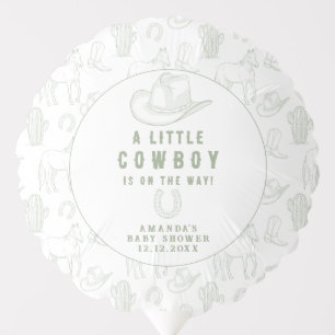 Toile de Jouy Green Cowboy Western Baby Shower Balloon