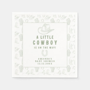 Toile de Jouy Green Cowboy Western Baby Shower Napkins
