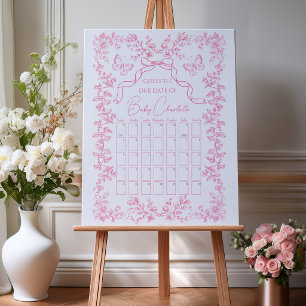 Toile de Jouy Guess the Due Date Baby Shower Foam Board