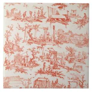 Toile de Jouy, illustrating the processes of manuf Ceramic Tile