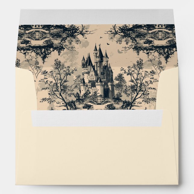 Toile de Jouy Midnight Castle on Aged Ivory  Envelope (Back (Bottom))