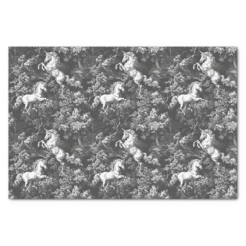 Toile De Jouy Monochrome Unicorns Tissue Paper