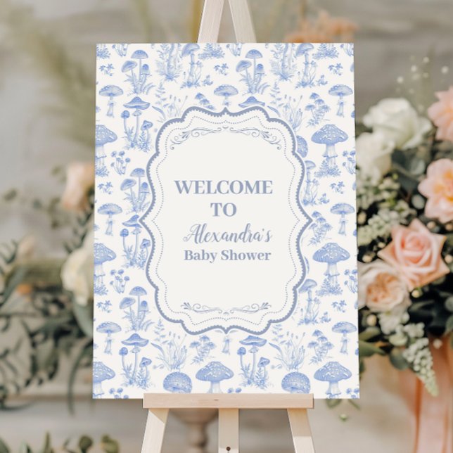 Toile De Jouy Mushrooms Woodland  Baby Shower Foam Board (Creator Uploaded)