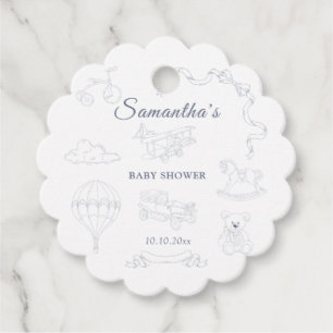 Toile de Jouy Nursery Baby Shower Favor Tags