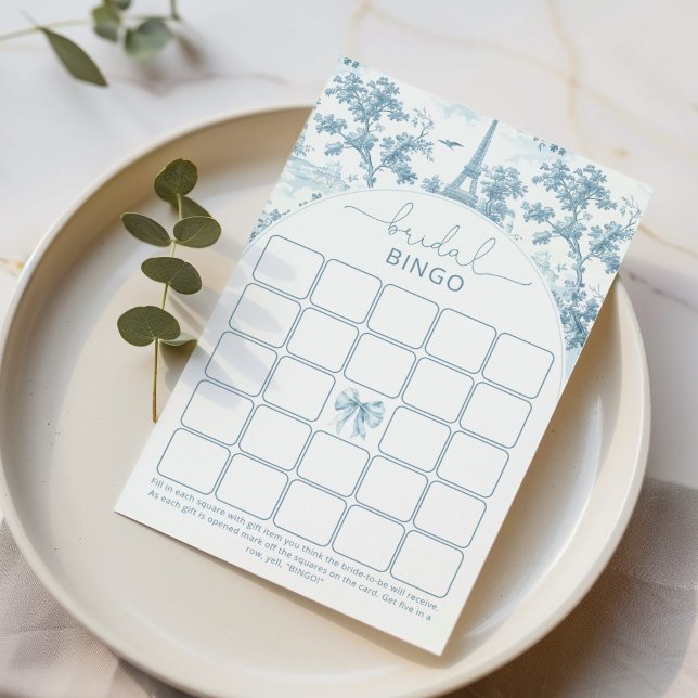Toile de Jouy Paris Bridal shower bingo game (Creator Uploaded)