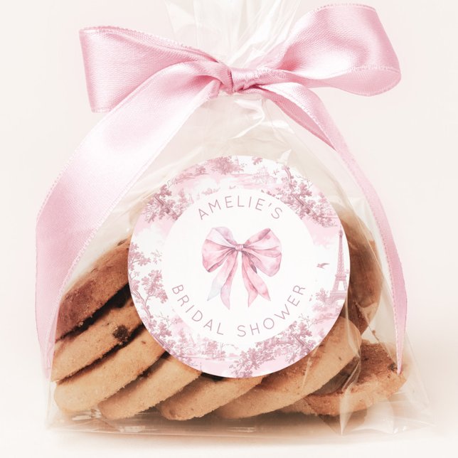 Toile de Jouy Paris Dusty pink bridal shower Classic Round Sticker (Creator Uploaded)