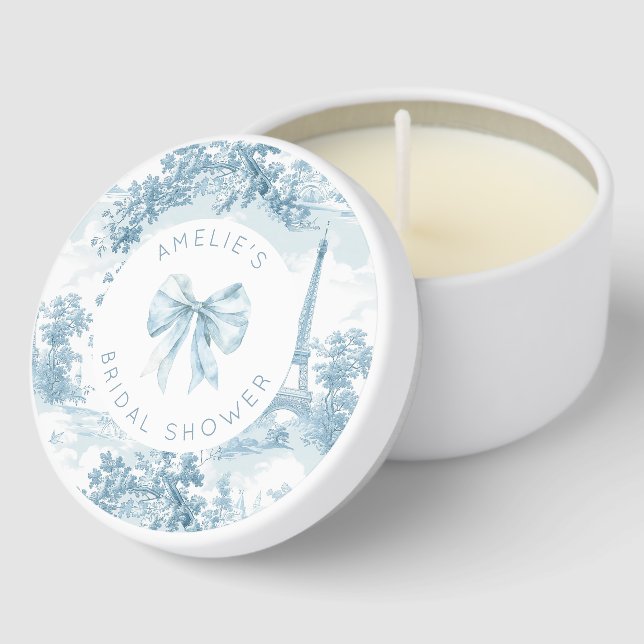 Toile de jouy Paris She said Oui Bridal Shower Mini Candle Favors (Corner)
