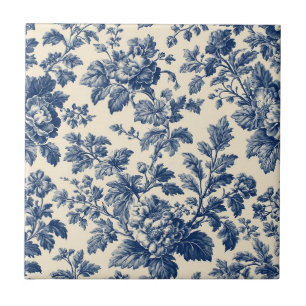 Toile De Jouy Pastoral Countryside Floral Motifs   Ceramic Tile