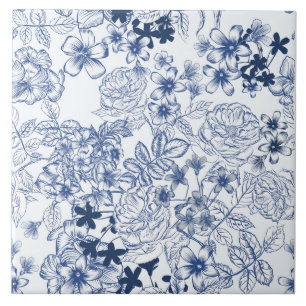 Toile-De-Jouy Pattern Ceramic Tile