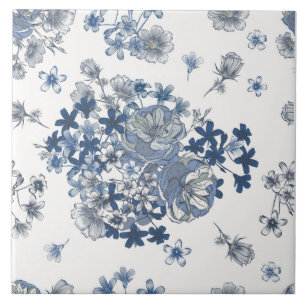 Toile-De-Jouy Pattern Ceramic Tile